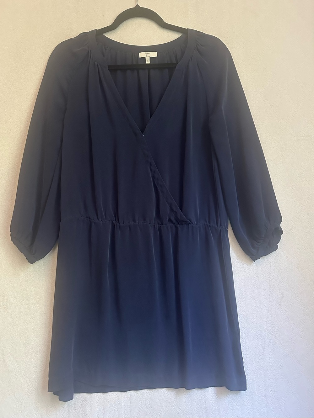 Joie 100% Silk Women's Navy Blue V-Neck Wrap Dress Sz S